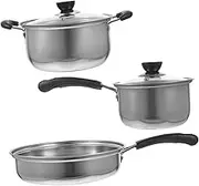 HEALEEP 1 Set Stainless Steel Kitchen Cookware Set Frying Pan Saucepan Stockpot with Comfortable Handle Easy to Clean for Everyday Cooking