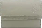 [J. Wilson London] Ladies RFID Safe Designer Leather Purse Card Women Wallet Zip Pocket Boxed, Grey, M, Classic