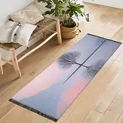 QGBYMX Washable Runner Rug Tree Lake Landscape 2’ x 6’ Non Slip Kitchen Runner Rug for Hallways Entryway Patio Living Room Floor Carpet Runner- Soft Thin Mat for Family Pet
