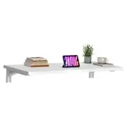Fold Wall Mounted L47.2" * W20" White Desktop & White Folding Shelf Brackets