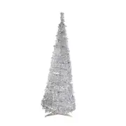 6' Pre-Lit Tinsel Pop-Up Artificial Christmas Tree - Clear Lights 6ft Silver