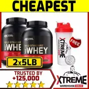 2X OPTIMUM NUTRITION 100% WHEY 5LB GOLD STANDARD WPI WPC ON PROTEIN #TOTAL 10LB