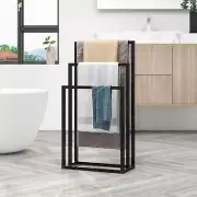 Black Metal Free Standing Towel Racks Bathroom Towel Rack Stand 3 Tiers Floor