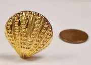 1 Retro Gold Seashell 24x23mm. Clam Shell Cabochon Finding E266