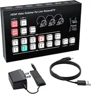 Video Switcher for Live Streaming Support 4 HDMI Inputs, Video Mixer Switch HDMI Live Stream Switcher