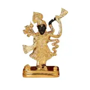 Gold Plated Coloured Premium Lord Shrinath Ji Krishna Statue for Car Dashboard