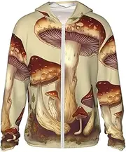 [LHBWCVN] UPF 50+ Light Jacket Full Zip Sun Protection Hoodie for Women Men Long Sleeve Vintage Edible Mushrooms Sun Shirts