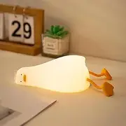 Duck Lamp Lying Flat Duck Night Light, Kids Night Lamp with 3 Speed Adjustable Light, Smart Bedside Lamp with Flap Sensor, Silicone Rechargeable Night Warm Light with 30 Minutes Timer