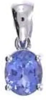 [Gin & Grace] Women's 14K White Gold Genuine Tanzanite Pendant (Oval-Cut) Shaped Tanzanite Necklace (OV5070P-TZ)
