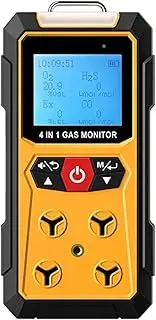 Gas Leak Detector Tester Gas Detector Device 4 in 1 Oxyn Hydron Sulfide Carbon Monoxide Combustible O2 Ex H2S CO Gas Monitor Alarm with Wide Test Range, High Sensitivity