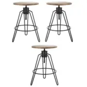 Home Square Adjustable Swivel Counter Stool in Natural Honey - Set of 3