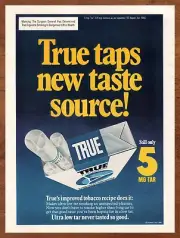 1980 True Cigarettes Vintage Print Ad/Poster Retro Man Cave Bar Art Décor 80s