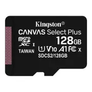 Kingston Canvas Select Plus SDCS2 128 GB Class 10/UHS-I (U1) microSDXC - 1 Pack - 100 MB/s Read