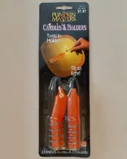 Pumpkin Masters Twist In Candle and Holder Orange Jack O Lantern Halloween Light