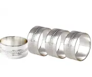 Wedgwood Wish Napkin Rings Set of 4 Silverplate Textured Beaded Design New