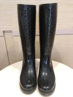 專櫃正品 LV 二手壓紋雨鞋 適合平常24/37.5 黑色