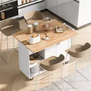 Rolling Cart with Foldable Top, Slide-Out Shelf, Towel Rack and Drawer, White