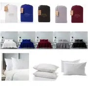 Royal Comfort 100% Cotton Soft Sheet Set And 2 Duck Feather Down Pillows Set