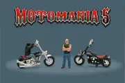 MOTOMANIA 5 FIGURE AND BIKE 4 PC. SET 1/64 DIECAST AMERICAN DIORAMA AD-76512MJ