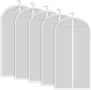 [Generic] Garment Bags Clothes Covers Protecting Dusts (Set of 5), Garment Bag for Hanging Clothes Storage Suits Dress Dance for Gowns Long with Zipper for Closet-120 * 60cm, 5 Packs