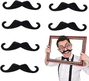 Whaline 5 Inch Large Self Adhesive Mustaches Novelty Black Mustache for Masquerade Costume Party (6 Pieces)