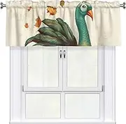 LHBWCVN Thanksgiving Turkey Valances for Windows, Rod Pocket Window Treatment Drapes Farmhouse Kitchen Curtains Short Blackout Window Curtains for Living Room Bedroom Decor 54x18 Inch