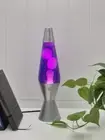 LAVA LAMP SILVER BASE 37CM PURPLE LIQUID/WHITE LAVA