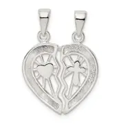 Sterling Silver Glitter Infused Break Apart Heart Pendant