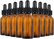 TAVVKE 10 Pack Amber Glass Dropper Bottles - 30ml / 1oz Refillable Bottles with Eye Dropper Pipettes - Empty Tincture Bottles for Essential Oil Blends, Perfumes, Aromatherapy and Chemistry Lab