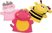 NOLITOY 3pcs Boys and Girls Bath Toys Toddler Gloves Baby Shower Sponge Scrubber Brush Set Random Style