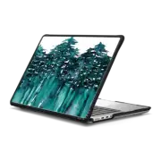MacBook Pro 14-inch (M1 - M4) Impact Case FOREST THROUGH THE TREES - 5 Teal Blue Green White Watercolor Painting Chic Nature Fine Art Style Minimalist Outdoors Adventure Colorful Brushstrokes Modern Wanderlust Design