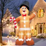 Christmas Gingerbread Man Candy Cane Airblown Inflatable Decor LED BlowUp Holida