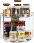 2-Tier Lazy Susan Turntable - 9.25'' Rotating Spice Rack Organization (CLEAR)