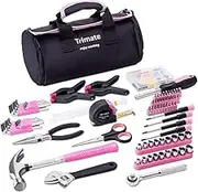 Trimate Household Hand Tools, 86 Piece Tool Set with Roll-Up Bag by , (Hammer, Wrench Set, Screwdriver Set, Pliers) - Great for The Home or Car (Pink)