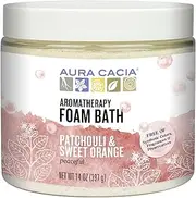 Aura Cacia Aromatherapy Foam Bath, Peaceful Patchouli and Sweet Orange, 14 ounce jar