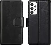 ZUSLAB Wallet Case for Galaxy A53 5G Case Hanman Leather Wallet Card Cover for Samsung- Black