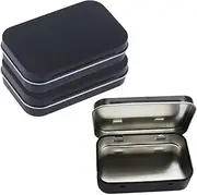 AKOAK 3 Pcs 3.7 x 2.4 x 0.8 Inches Black Rectangular Empty Hinged Tins Box Containers for First Aid Kit,Survival Kits,Storage,Herbs,Pills,Crafts and More