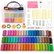 Polymer Clay, 57 Colors Oven Bake Modeling Clay, Creative Clay Kit with 19 Cl...