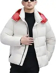 [Generic] Men Winter Lightweight Full Zip Down Coats With Detachable Hood Winter Windproof Warm Snow Jacket