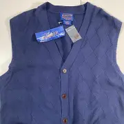 NEW Vintage Pendleton Cardigan Sweater Vest Large Knit Argyle Outdoor Y2K 90s
