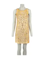 Yellow Sequinned Backless Mini Dress