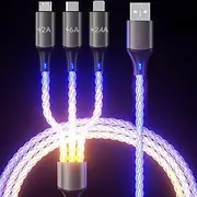 Light Up Phone Charger, Multi LED Charging Cable RGB Glowing Gradual Lighting USB C to Micro USB Adapter