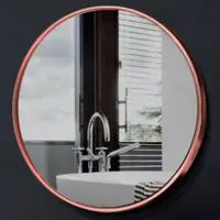 在飛比找松果購物優惠-鏡子 圓鏡 置物架 60CM 北歐浴室鏡子 衛生間壁掛裝飾鏡