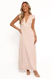[PUP4] Bette Midi Dress - Red Polka Dot XS cream