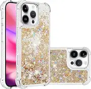Compatible with iPhone 16 Pro Max Case, Liquid Flowing Case Anti Fall Proof Soft TPU Bumper Cover for iPhone 16 Pro Max, Diamond C-Gold