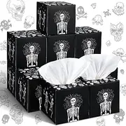 [Bencailor] 12 Pack Facial Tissues Cube Boxes Face Tissue Box 600 Sheets 3-ply Square Tissues Soft Tissue Paper Bulk for Car Pocket Toilet Household School Bedroom Family (Skeleton)