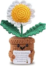 Aruigu Pocket Hug Positive Sunflower, Creative Knitting Wool Sunflower Doll - Positive Potato German Replacement Courage Gift, Get Well Soon Gift, School Gift