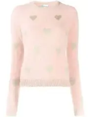 RED Valentino Women's Nude Heart Lurex Intarsia Angora Wool Sweater (S) $850