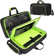 SNIGJAT DJ Controller Case for DDJ-FLX4/ DJ 400/ DDJ-REV1, Padded DJ Controller Bag with 5 Pockets for Laptop, Headphones, Cables, DJ Carrying Case with Adjustable Shoulder Strap, 21.5"x11.8"x2.5"