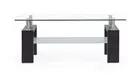 43 Clear And Dark Brown Glass Coffee Table With Shelf